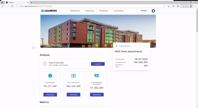 LB Prepayment calculator showing complex caluclations done with a click of a button
