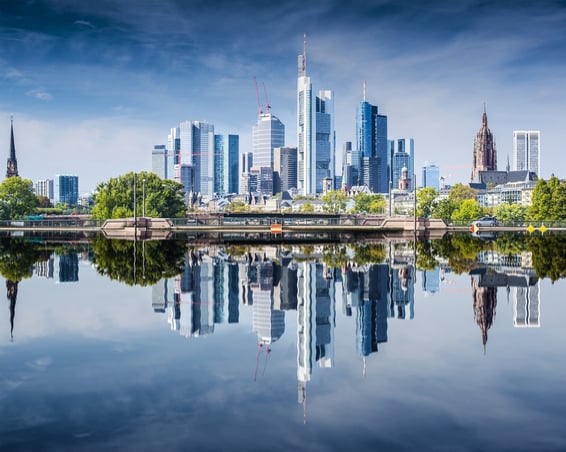 Skyline of Frankfurt, Germany, the financial center of the country.